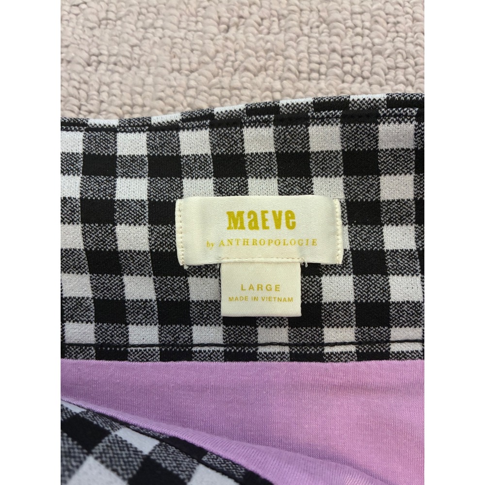 Maeve Anthropologie Black White Gingham Tie Waist Pencil Skirt Large